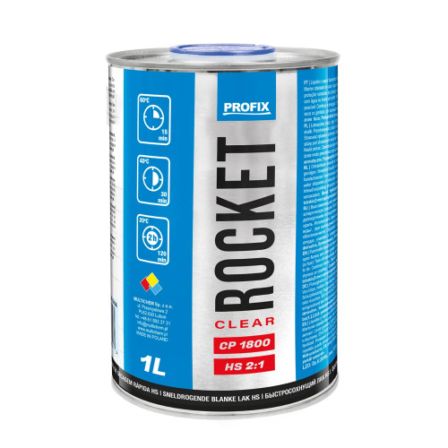 Bezbojni brzi akrilni lak Rocket clear HS 2K, CP1800 - 1 L