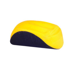 A concave block for use with sanding disc.